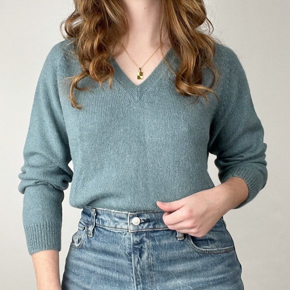 Vintage Sweaters - Stunning Parisian Vintage Mohair Wool Handmade Sweater Oversized Preppy Knit
